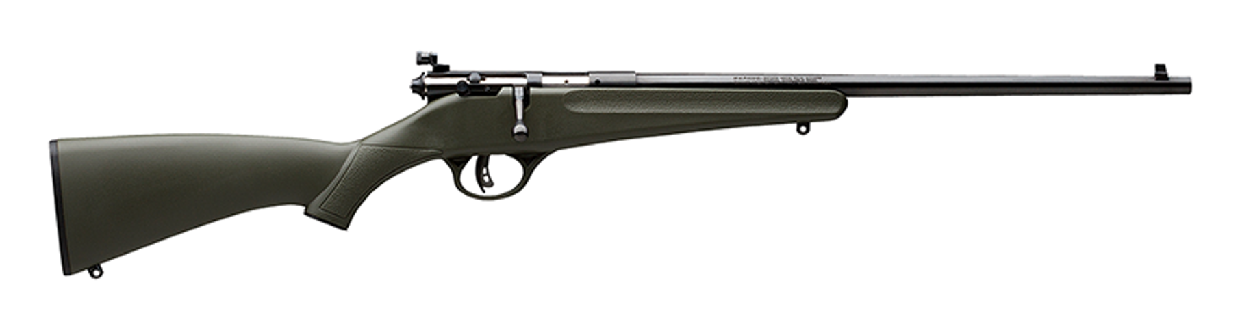 062654137907 Rascal 22LR 16.13 inch barrel 1 Round Green Stock Black Barrel