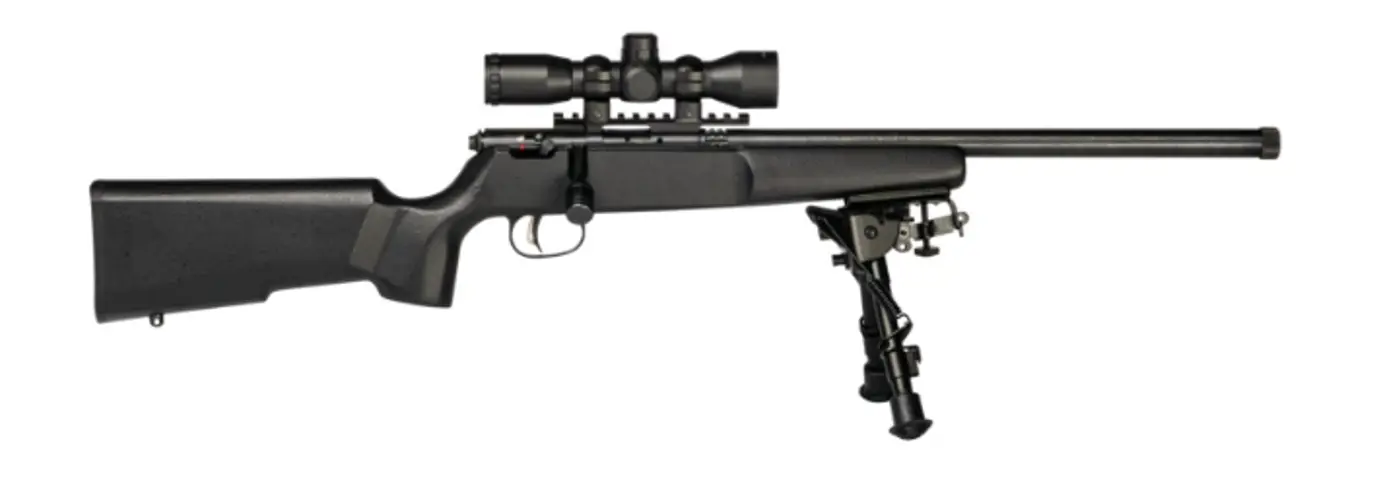 062654138249 Rascal Target 22S / 22 Long / 22LR 16.125 inch barrel 1 Round Black Right hand with Scope and Bipod