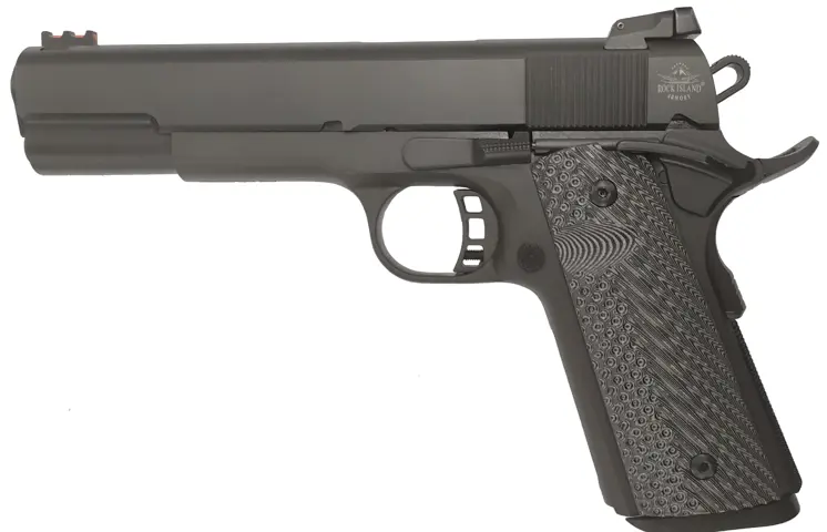 4806015566366 ROCK ISLAND ARMORY M1911 A1 9MM 5 inch barrel 10 Rounds Black Front Fiber Optic wAdj Rear Sight