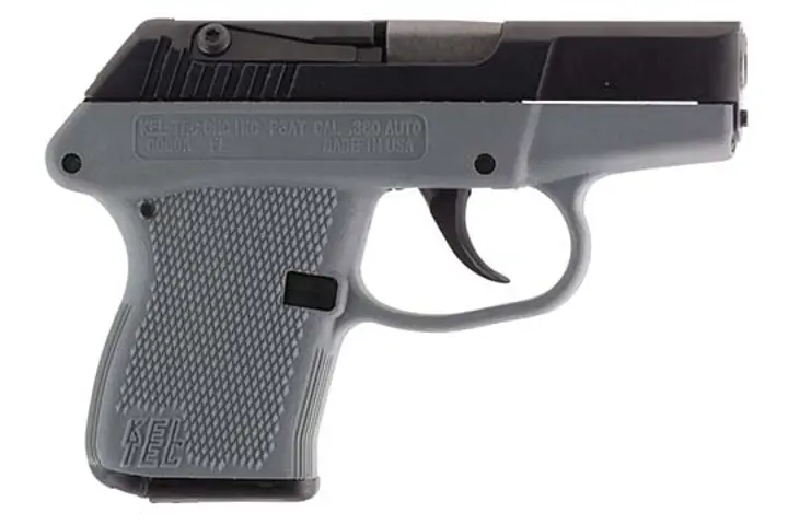 640832000719 KELTEC P3AT Pistol 380 Auto 2.7 Inch Barrel 6 Round with Blued Slide Gray Grip