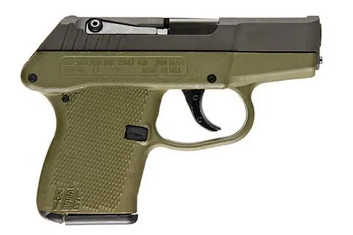 640832000733 KELTEC P3AT Pistol 380 Auto 2.7 Inch Barrel 6 Round with Parkerized Slide Green Grip