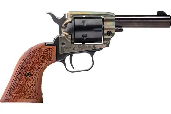 727962704684 Bar Keep 22LR 3 inch barrel 6 Round Black barrel and Case Colored frame with Custom Wood Grip