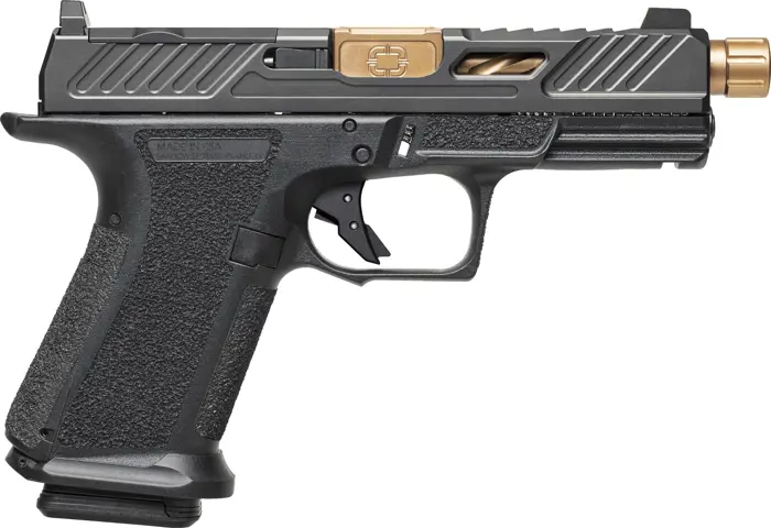 810013431599 SHADOW SYSTEMS MR920 Elite Slide 9MM 4.5 inch barrel 15 Round Black w/Night Sights Threaded Bronze Barrel