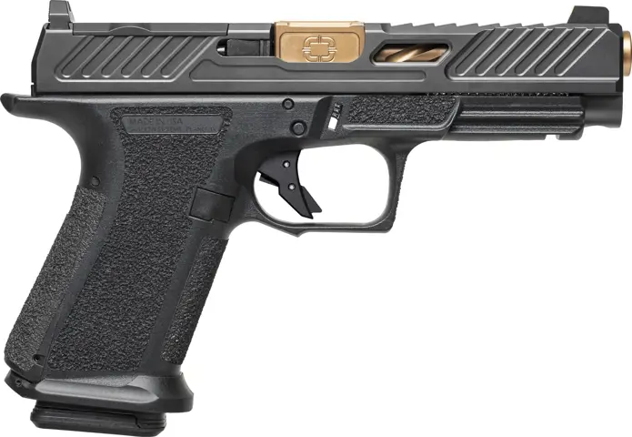 810013431773 SHADOW SYSTEMS MR920L Combat Slide 9MM 4.5 inch barrel 15 Round Black w/Night Sights Bronze Barrel