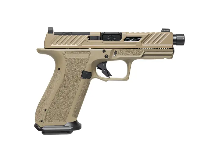810013433005 XR920 Elite Slide 9MM 4 inch barrel 17 Round FDE Night Sights with Threaded Black Barrel
