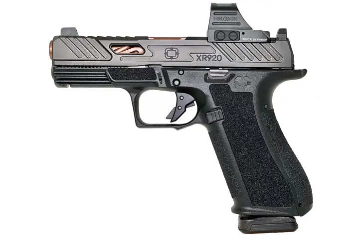 810013437607 XR920 Elite Slide 9MM 4 inch barrel 17 Round Black Night Sights with Bronze Barrel and Holosun