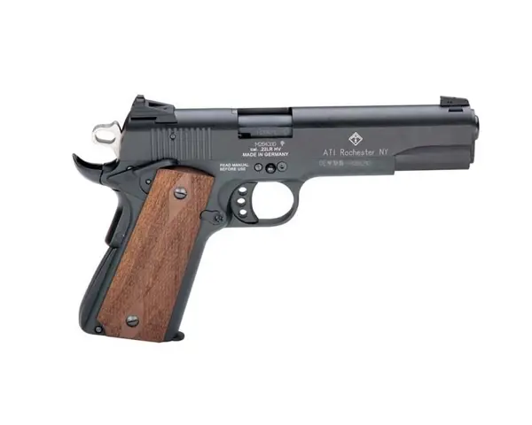 M1911 Semi Automatic 22LR 5 inch 10 Round Barrel Alloy Blued Finish Wood Grips