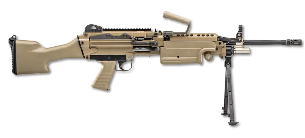 845737015091 M249S 5.56 18.5 inch barrel 200 Round Flat Dark Earth